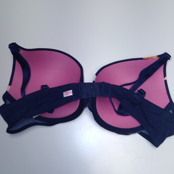 NWT Victoria's Secret Pink WearEverywhere Wire Push-up 36A Navy Blue w/Floral - Picture 10 of 13